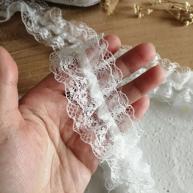 

2 Meters Sweet and Elegant Double-layer Elastic Pleated Lace Collar and Cuffs Decoration Clothing Accessories Handmade Materials