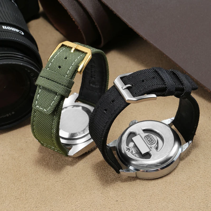 20 21 22mm Nylon Canvas Cowhide Leather Watch Strap for Men Bracelet Fabric Watchband for IWC National PortoFino Pilot Portugal