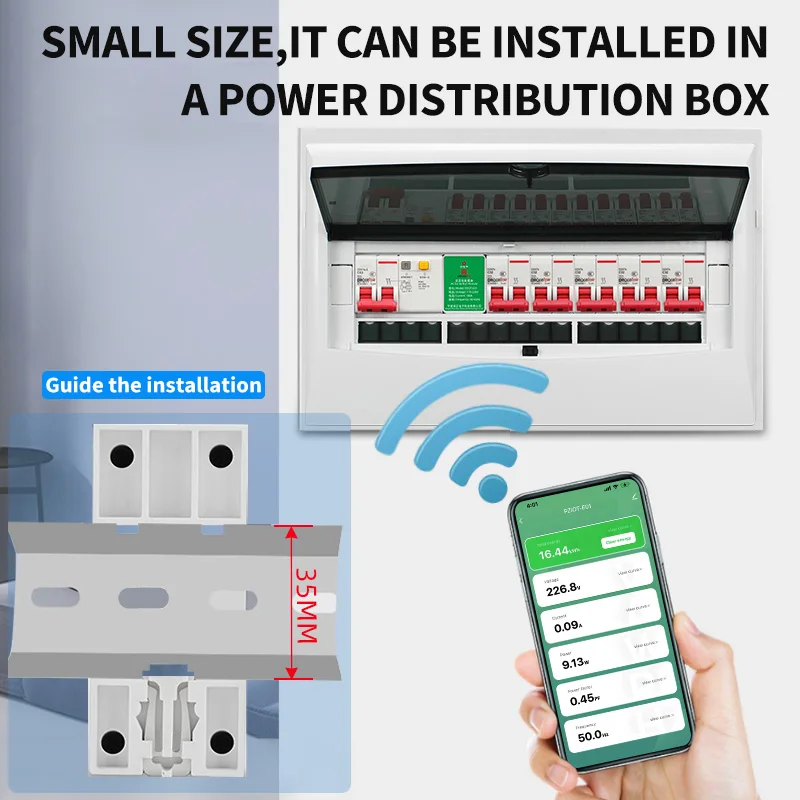 Imagem -03 - Monofásico ac Elétrica Din Ferroviário Wifi Inteligente Kwh Medidor de Energia Consumo de Energia Medidores Wattmeter Voltímetro Amperímetro Pziot-e01