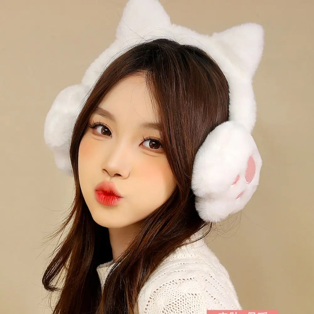 Anti-Wind Cat Plush Earmuffs Comfortable Cat\'s Paw Keep Warmer Cute Ear Cover Earcap Cold Protection Ear Warmers Riding