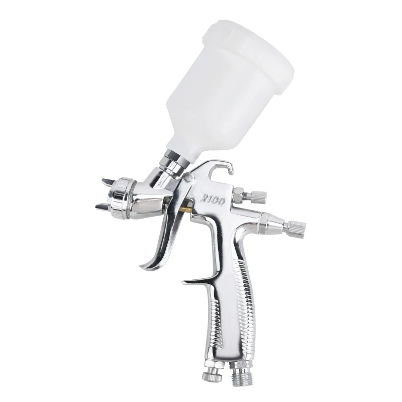 RONGPENG LVLP Touch Up Spray Gun R100 125cc PE Cup Pneumatic Gravity Feed Mini Painting Spray Gun For Car And Furniture Repair