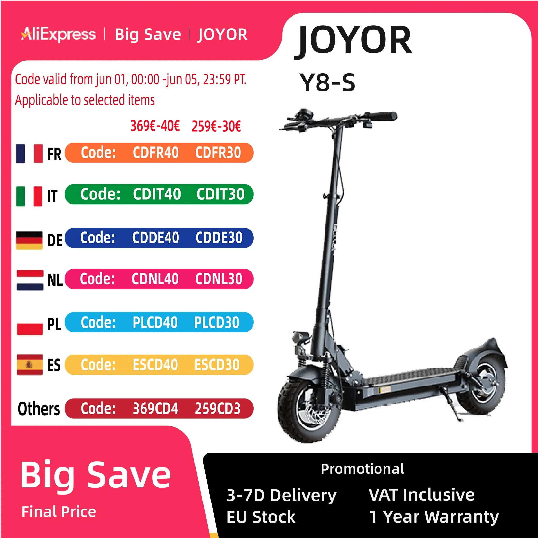 Joyor Y8-S (abe) Elektro roller 10 Zoll Rad 48 v26ah Batterie 500w Motor E-Scooter40Km/h Höchst