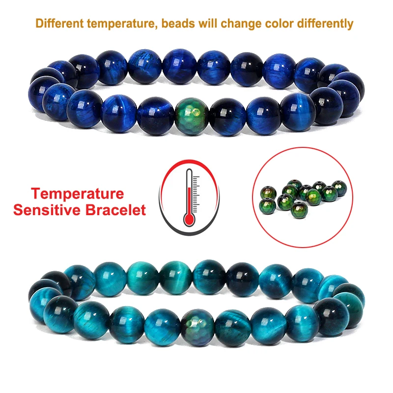 Body Temperature Detection Changing Color Bracelet Men Temperature Sensing Health Protection Bracelets Mood Change Smart Jewelry