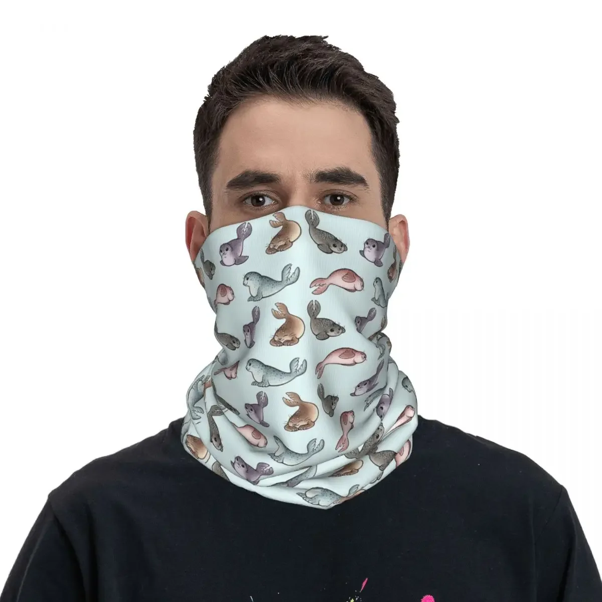 Little Seals Bandana Neck Cover Printed Face Scarf Warm Headband Riding Unisex Adult Washable