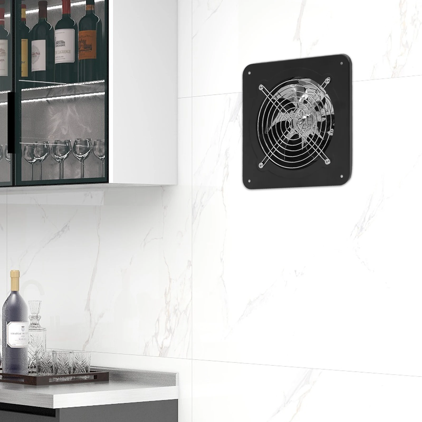 

50 Вт 7-дюймовый вытяжной вентилятор, проводной электрический современный черный настенный вентилятор, 2600 об/мин для мастерских, подвала, склада