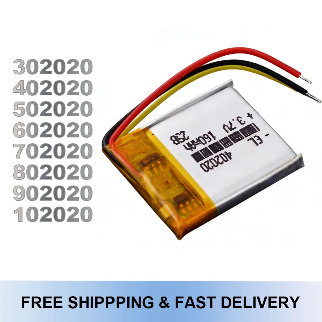 

2Pcs/Lot 3Lines 3.7V 302020 402020 502020 150mAh 602020 702020 802020 902020 102020 Li-Polymer Li-ion Rechargeable Lipo Battery