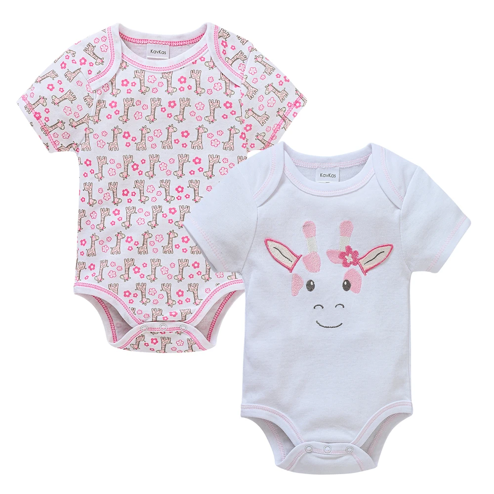 Honeyzone Baby Girl Bodysuit 2 Pcs/lot Newborn Cotton Clothes Cute Design Short Sleeve 0-12 Months Infant Costume