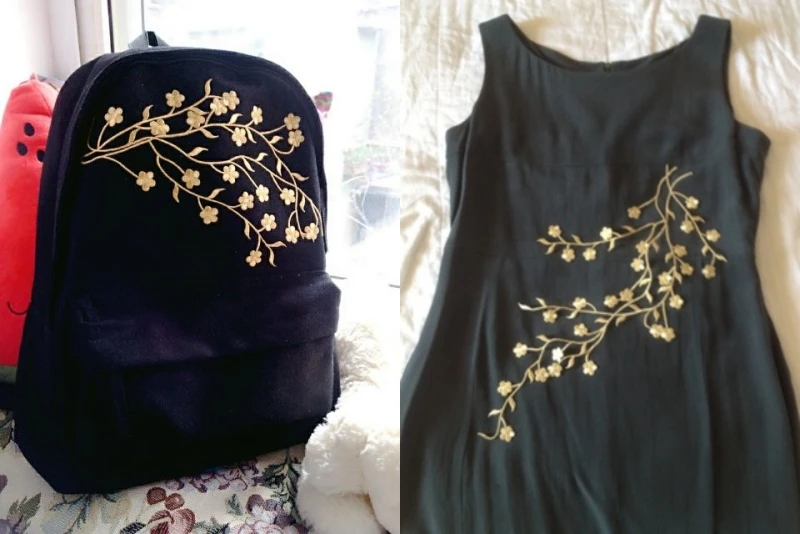 1 Stück Spitze Patch DIY Gold Silber Pflaumen blüte Stickerei Blumen applikation Stoff Aufkleber Kleidung Hochzeits dekoration ironisch – Detail 4
