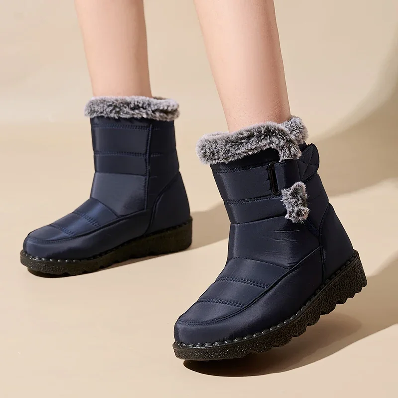 

Женские зимние ботинки большого размера среднего размера с флисом, теплые и удобные кожаные ботинки, осенние и зимние уличные ботинки