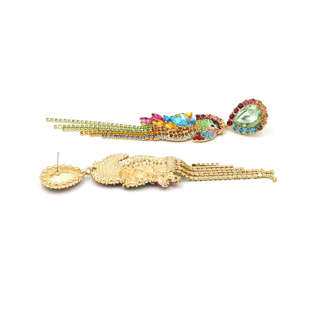 

Rhinestone Tassel Earrings Colorful Stud Earbob Dangle Jewelry Decor Fashion Accessory Gift Idea Lightweight Design