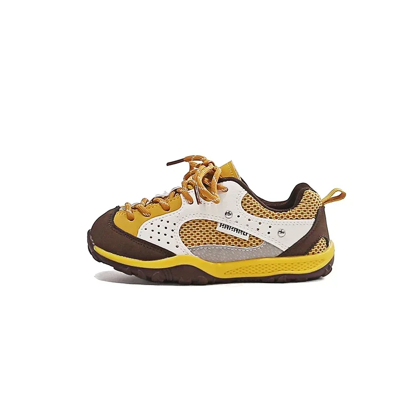 Kids Color Block Mesh Hiking Shoes, Lace-Up Outdoor Trekking Sneakers Rubber Sole Breathable Boys Girls Walking Shoes EU26-37