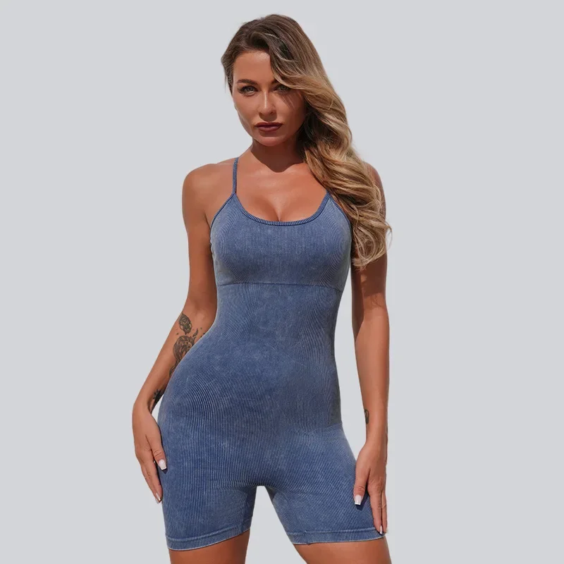 

New Women's Sexy Sleeveless Yoga Bodysuit Shorts - Tight-Fitting Summer Sportswear for Running Gym Fitness Workouts