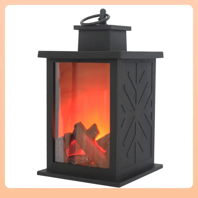 Creative Small LED Flame Fireplace Ornaments USB Charged Home Decor Hard Cover Crafts Candlestick Charcoal Wind Fire Simulation