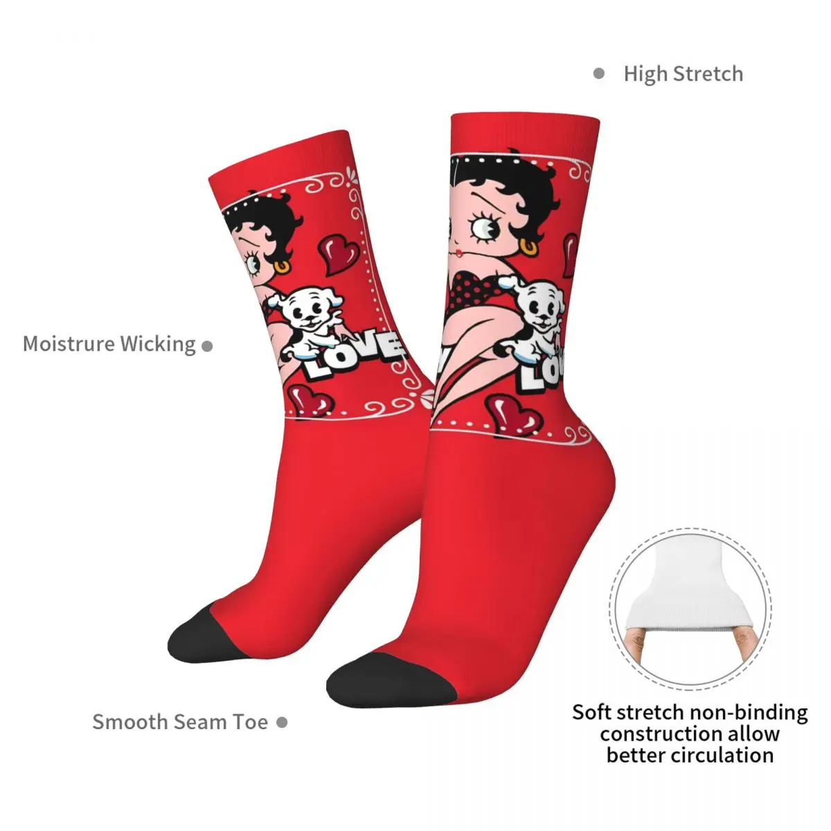 Mrs Boop-calcetines de dibujos animados para hombre y mujer, medias de ocio, antisudor, Unisex, cómodos, gráficos, para correr, Primavera