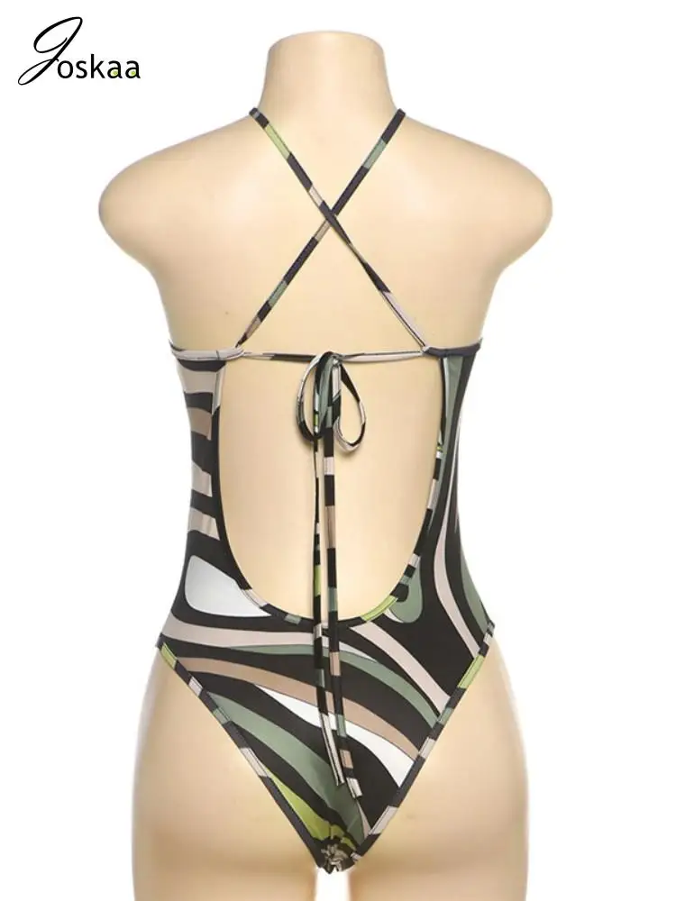 ملابس داخلية نسائية مطبوعة ملونة من Joskaa ملابس صيفية ضيقة بدون ظهر بأشرطة ضيقة 2025 ملابس علوية للنوادي منتصف الليل ملابس شاطئ للعطلات #5