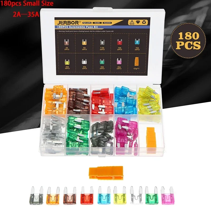 Car Fuse 50/80/180pcs 5/10/15/20/30A Auto Small and Medium Blade Fuse Motorcycle Boat Truck Automotive Blade Fuse Assortment Set