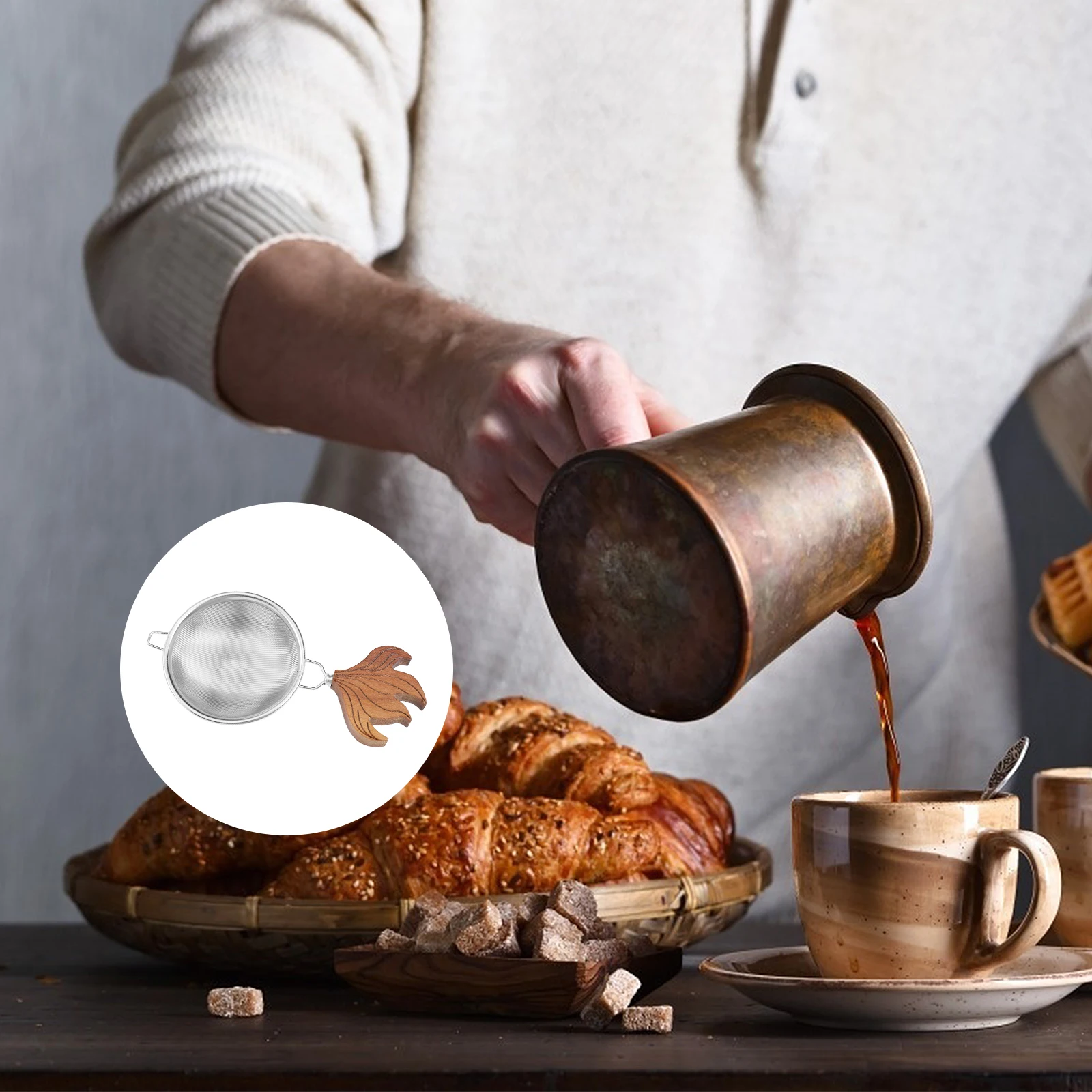 

Fish Tail Handle Tea Strainer Stainless Steel Fine Mesh Strainer For Cocktails Tea Cocoa Chai Lemon Juice Sifting Spices Kitchen