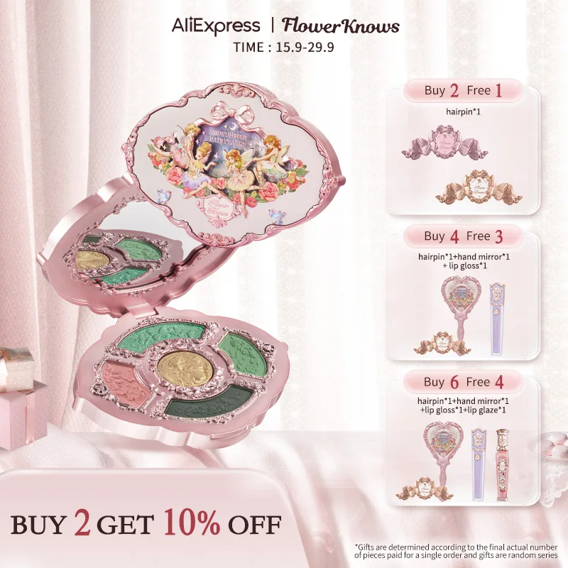 

Flower Knows Midsummer Fairytales Collection Embossed Five-Color Eyeshadow Palette