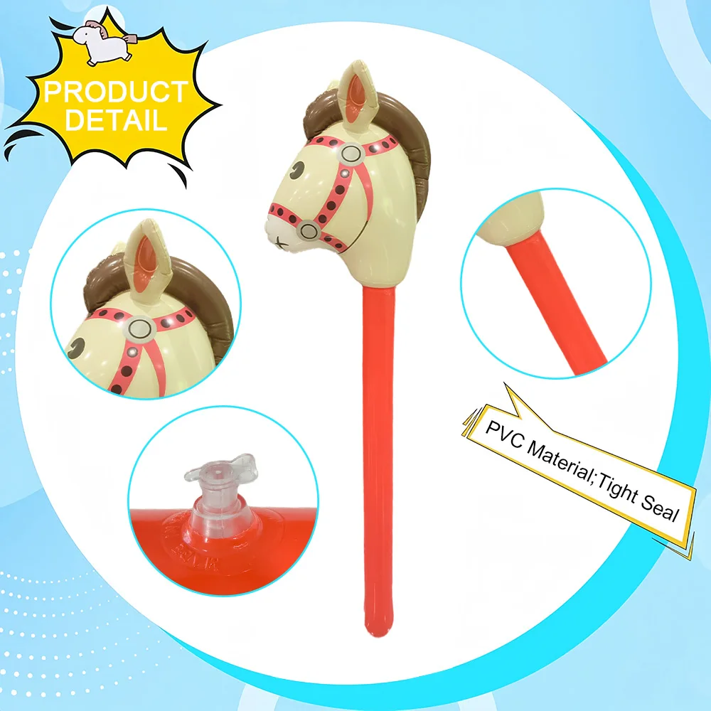 عصا رأس حصان قابلة للنفخ، PVC متينة، مناسبة لحفلات أعياد ميلاد الأطفال والألعاب الخارجية