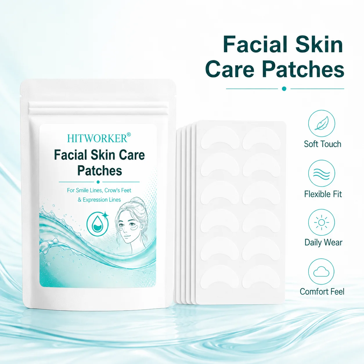 60PCS Curved Facial Beauty Patches Soft Face Care Stickers Lightweight Beauty Patches For Women Daily Routine