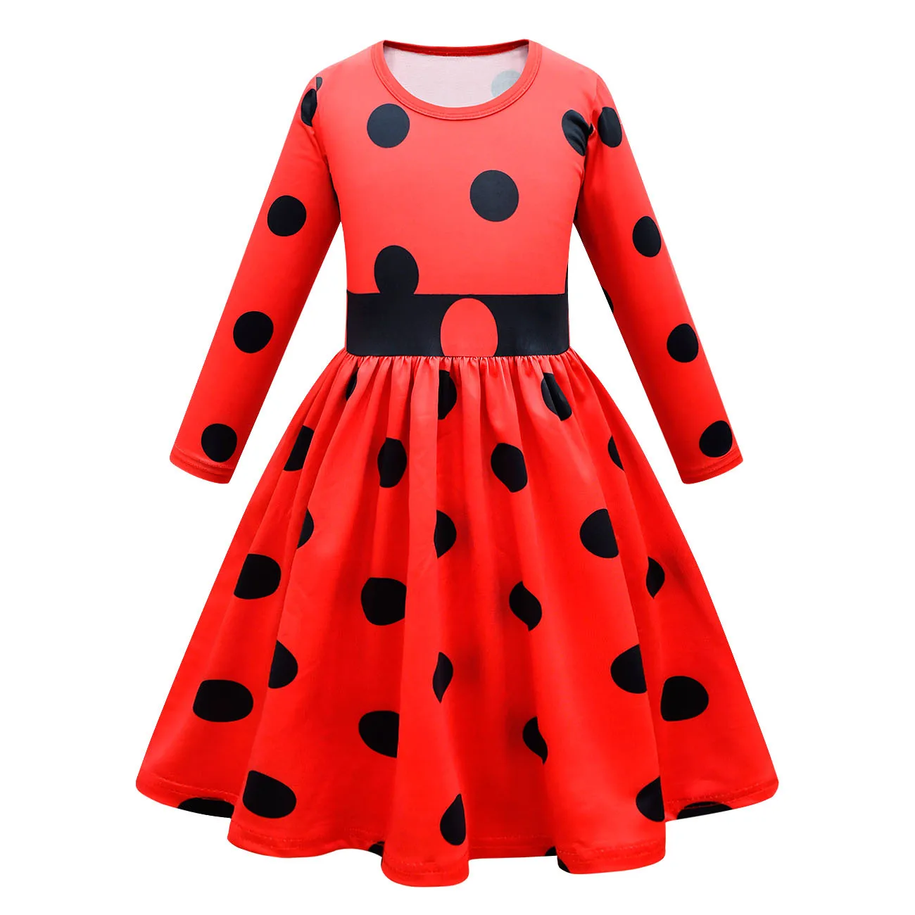 4PCS Girls Little Beetle Halloween Disguise Costume Polka Dot Dress+Mask+Bag+Hat For Kids Fancy Carnival Children Birthday Party