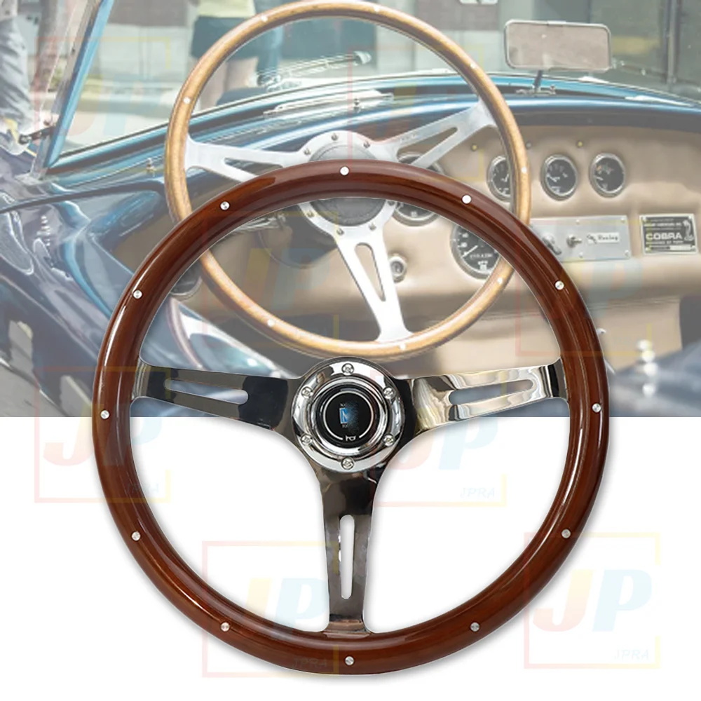 

Wooden Racing Steering Wheel Classic Retro Classic Car Drift Sport Steering Wheel 15 inch 375 mm with ND Horn Universal