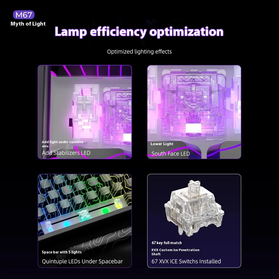 Imagem -04 - Teclado com Fio Mecânico Smd Aprimorado Rgb Led Imd Keycaps Teclado para Jogos Suporte Qmk Via Junta Presentes pc Gamer Xvx-m67