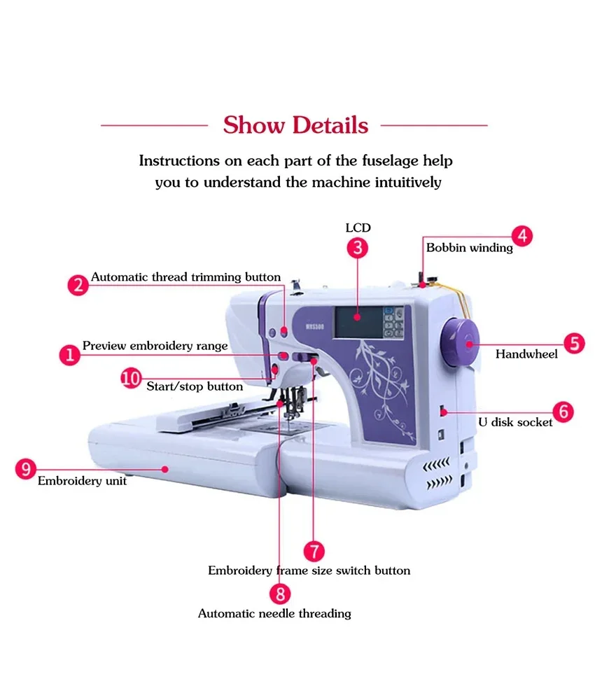Professional Digital Embroidery Machine,Small LOGO Stitching Equipment for Textile,Home Industrial Computerized Embroiderer