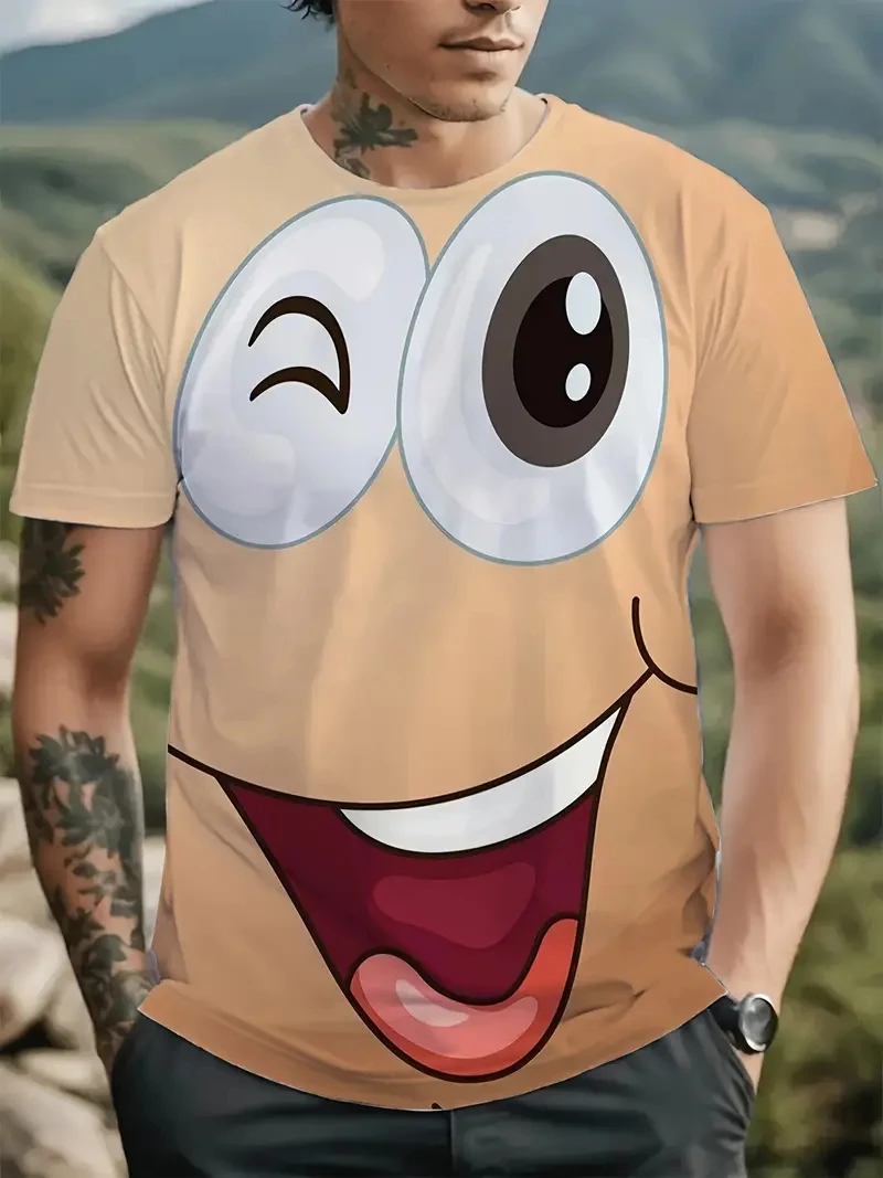 Funny Cartoon Men's T-Shirt China Internet Influencers Panda 3d Print Short Sleeve Breath Street Summer Casual Loose Tshirts Tee