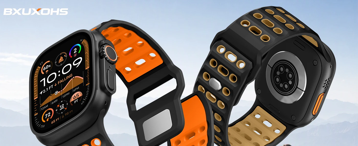 Armbänder für Apple Watch Ultra 4 3 Band 49mm 46mm 45mm 44mm 42mm, Sportarmband aus Silikon, Farbe: Ozean, Correa iWatch Serie 12 11 10 SE 9 8 – Detail 1