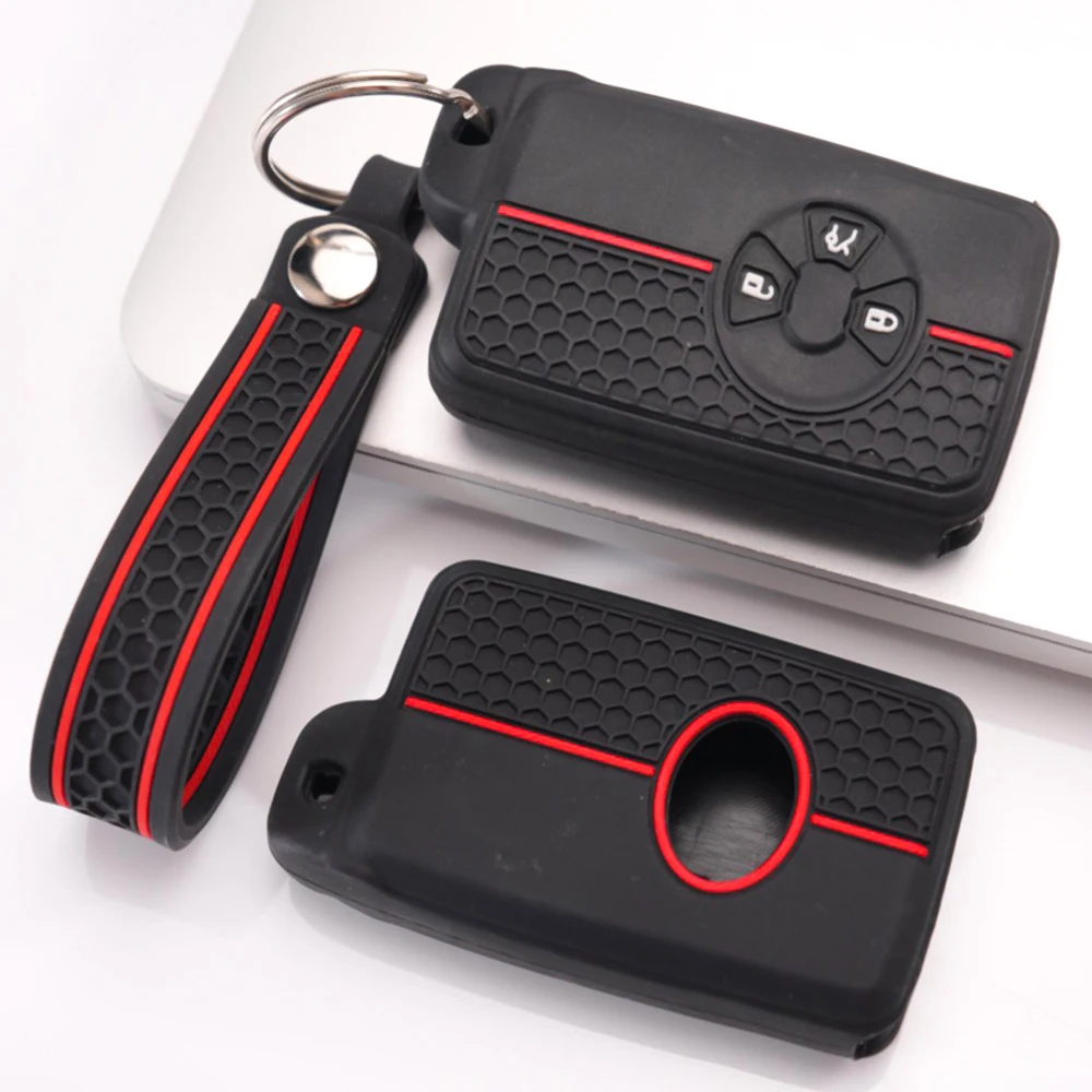 Silicone Key Cover With Chain For Toyota RAV4 Camry Prius Alphard Vellfire Estima Auris Premio Highlander Prado Crown Premium