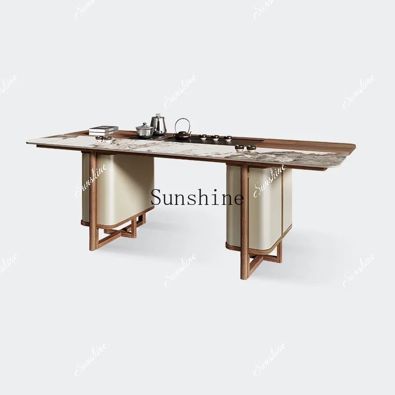 

Black walnut tea table and chair combination living room light luxury office art table FT