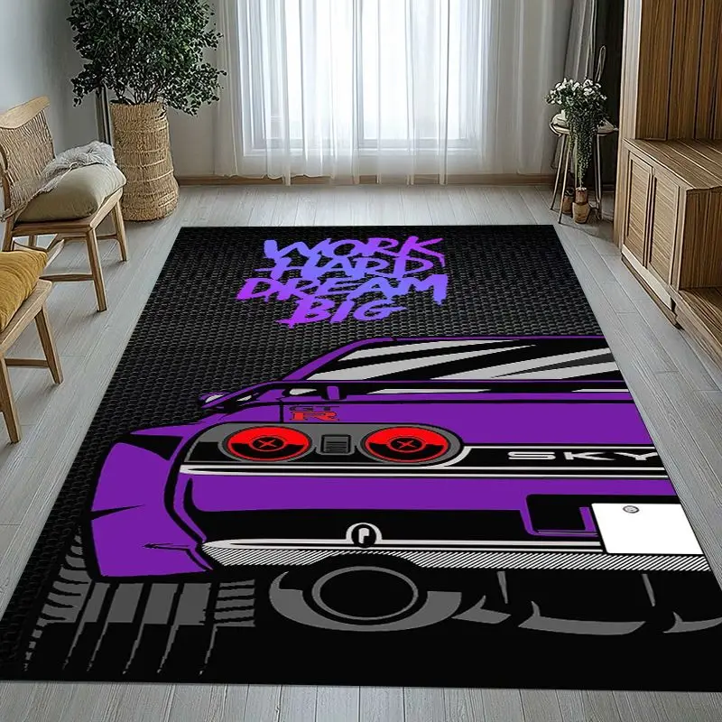 3D Vintage T-Toyota Racing Biker Garage Moto Soft Non-Slip Large Area Rug for Living Room,Bedroom Carpet Mat for Sofa,Home Decor