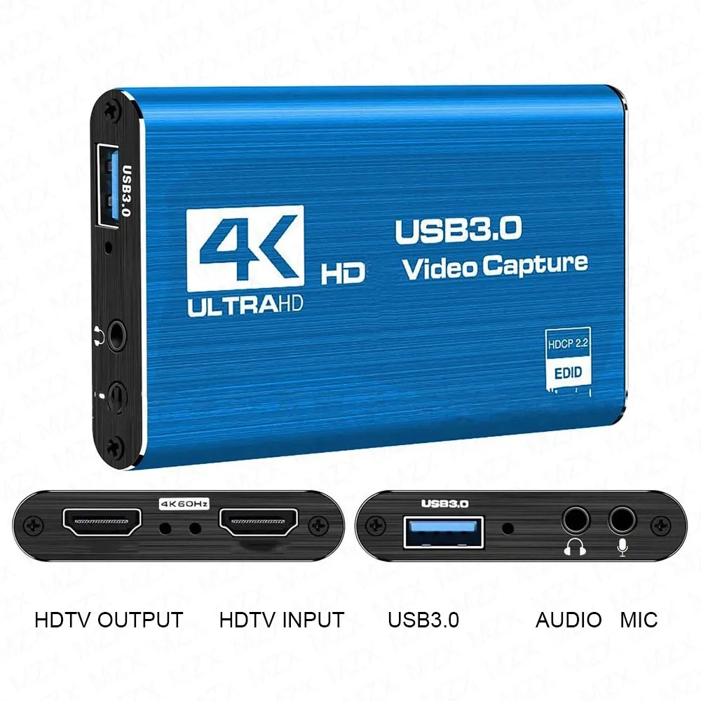 MZX 1080P 4K Video Capture Card Box HDMI-Compatible 30Hz 60Hz USB 3.0 30fps 60fps Recorder Grabber Capturing Game Live Capturer