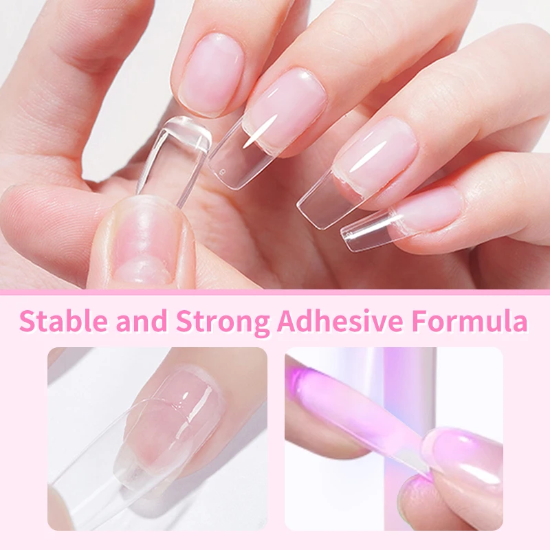 BORN PRETTY 15ml 6 IN 1 Nail Glue Gel for Acrylic Nails Soak off Base Gel Top Coat UV Extension Nail Gel False Nail Tips Gel