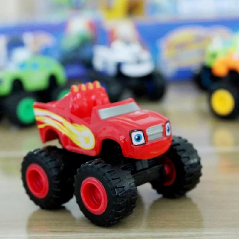 6Pcs Set Children Cartoon Machines Blaze Model Russian Classic Vehicles Toys Monster Truck Racer Figure Kids Game Cars Gifts