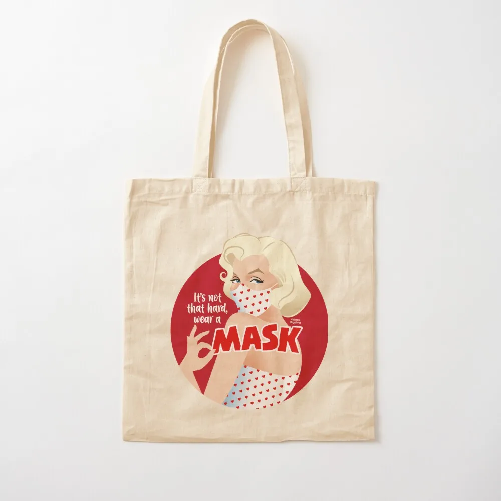 

Wear a mask Tote Bag canvas tote bag female bag Woman shopper reusable shopping bags Canvas Tote