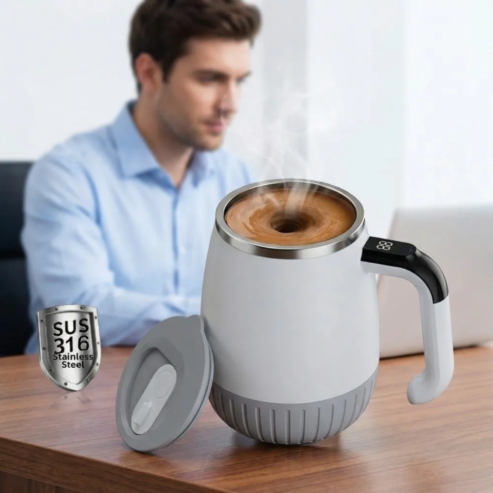 Smart Automatic Stirring Cup 316 Stainless Steel Temperature Display Electric Mixing Mug Auto Stirring Large Capacity