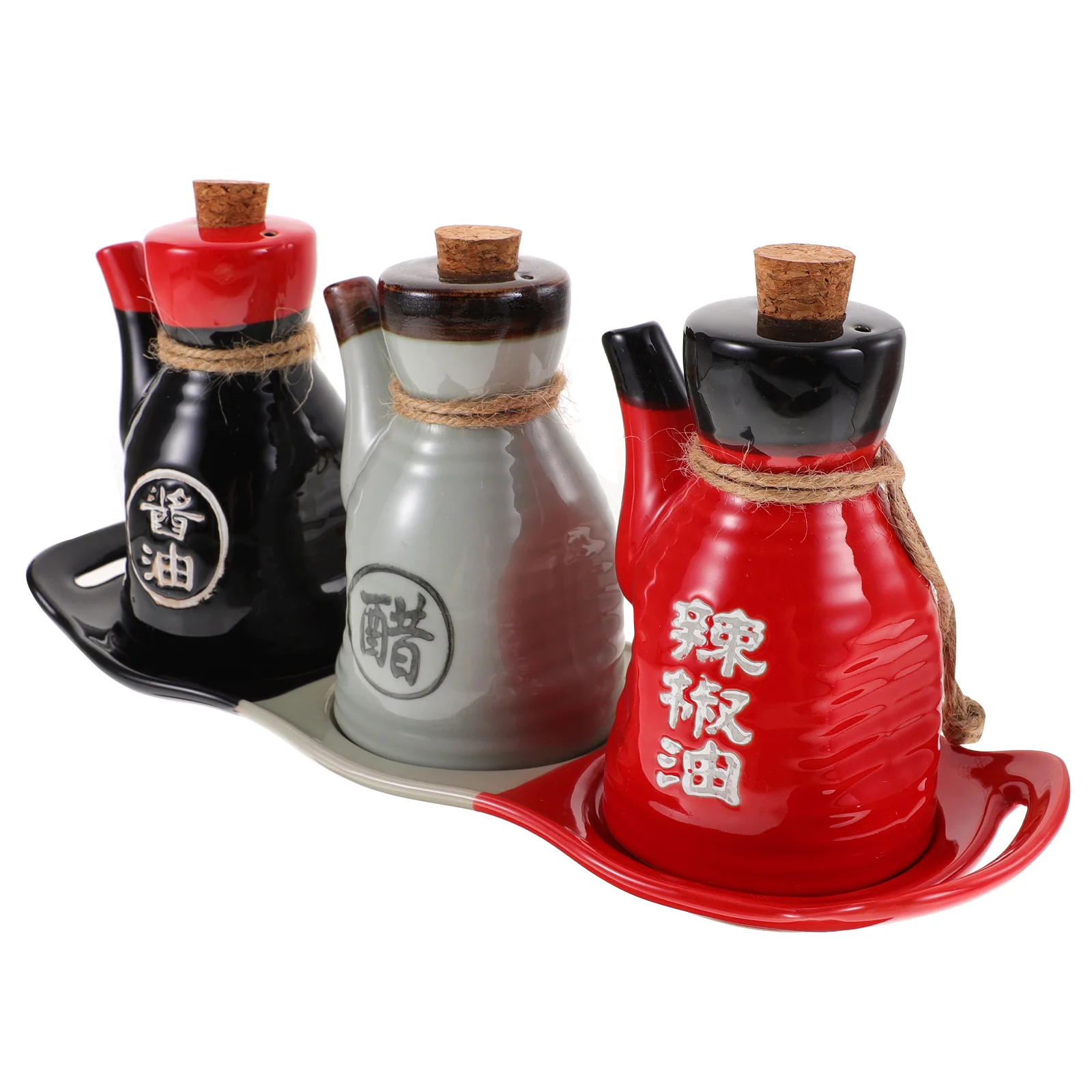 

Japanese Style Oil and Vinegar Pot Ceramic Dispenser Bottle Sauce Holder for Condiment Jar