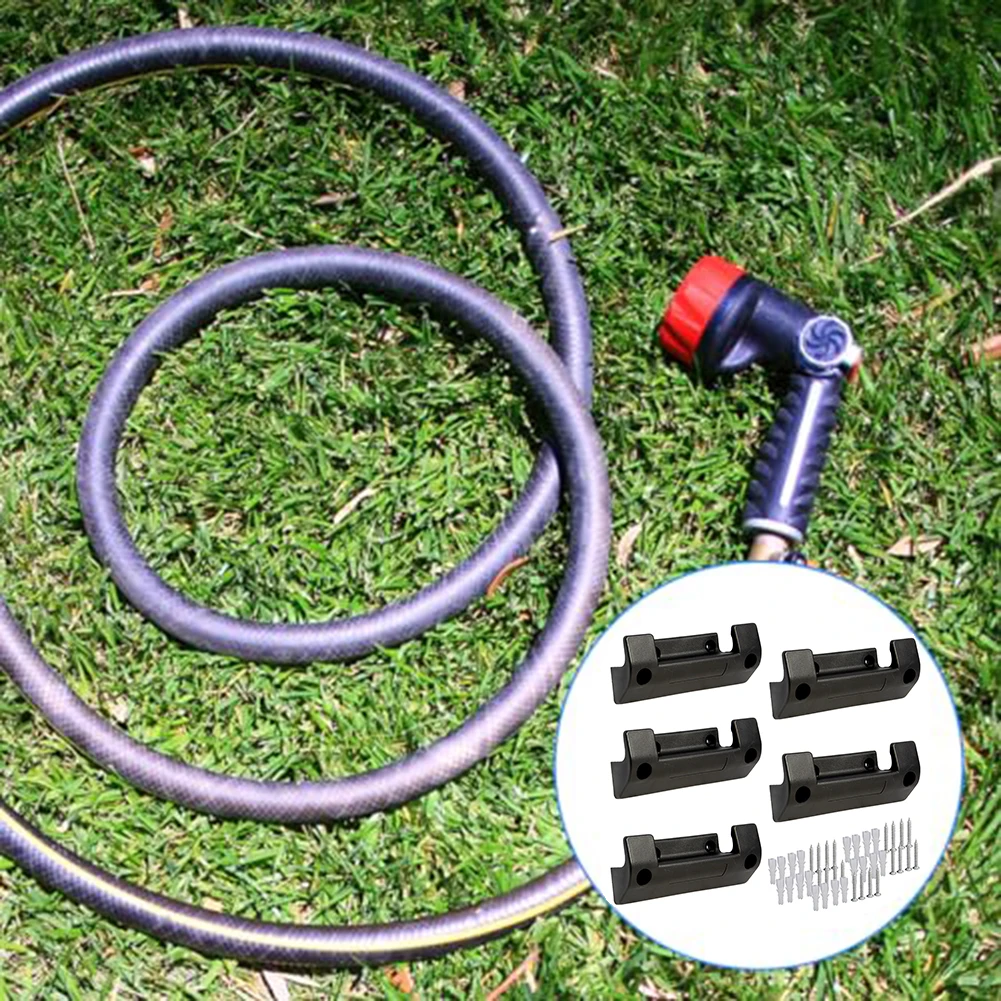 

Heavy-Duty PVC Garden Hose Holder 5-Pack Wall-Mounted Storage Bracket Efficient Space Management In Garages Gardens