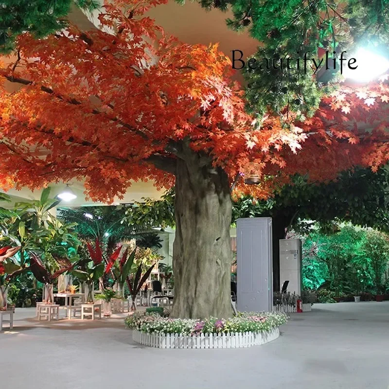 

Simulated fiberglass tree Large indoor wrapped pillars Simulated banyan tree Hotel shopping mall decorative tree