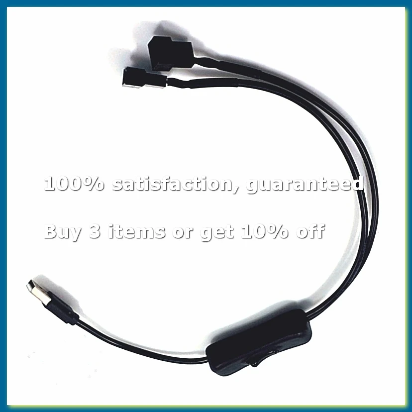 USB to 3-Pin / 4-Pin PWM 5V USB Sleeved Fan Power Adapter Cable Case Fan Adapter Connector Cable with on Off Switch-A82Z