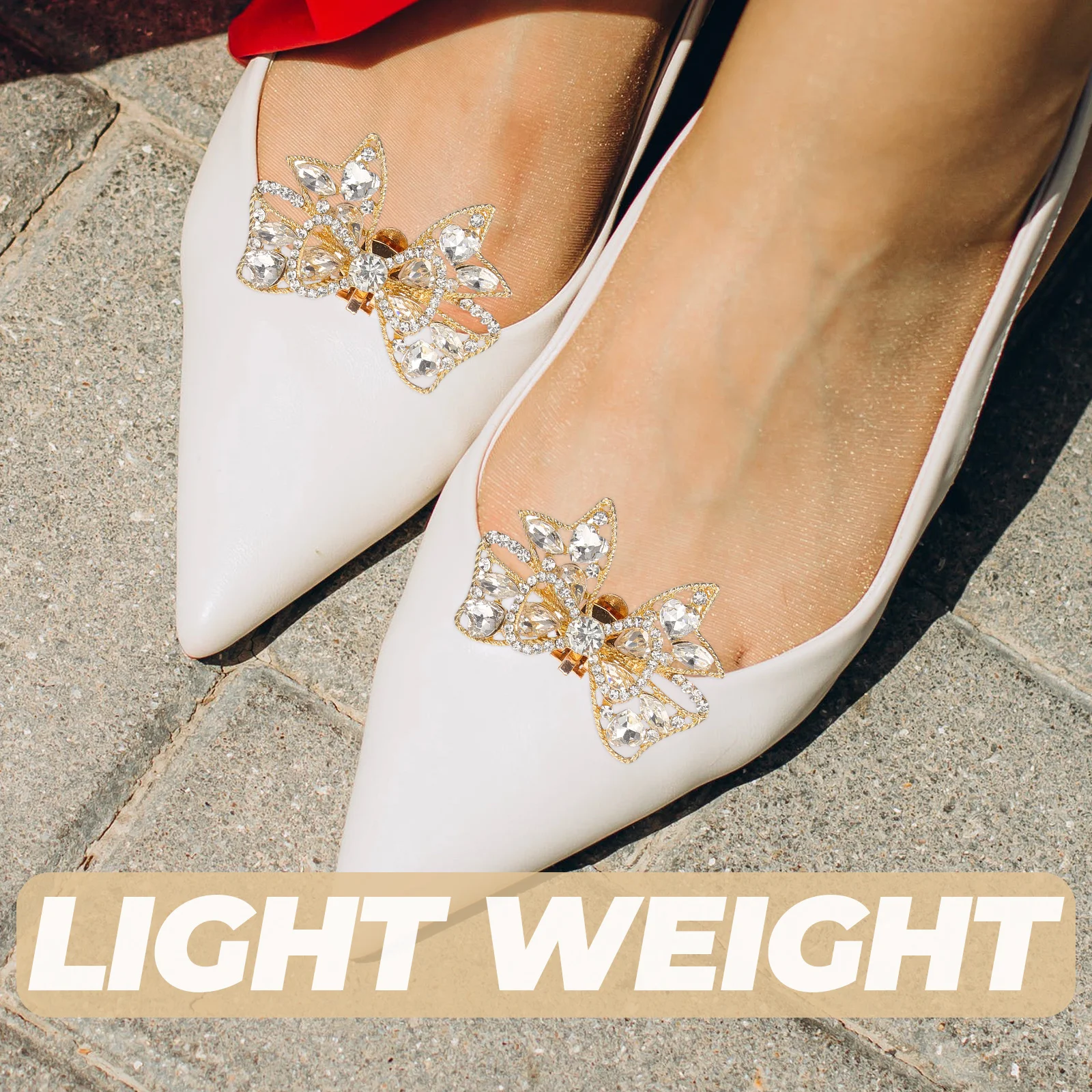 

1Pair Rhinestone Bow Shoe Clips Removable Wedding Shoe Charms Decorative Buckles for Women High Heels Pumps Accessories