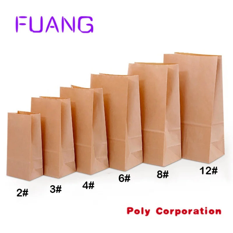 Custom  6#  Manufacturers wholesale disposable food grade packing bag custom sos brown kraft paper bags without handle