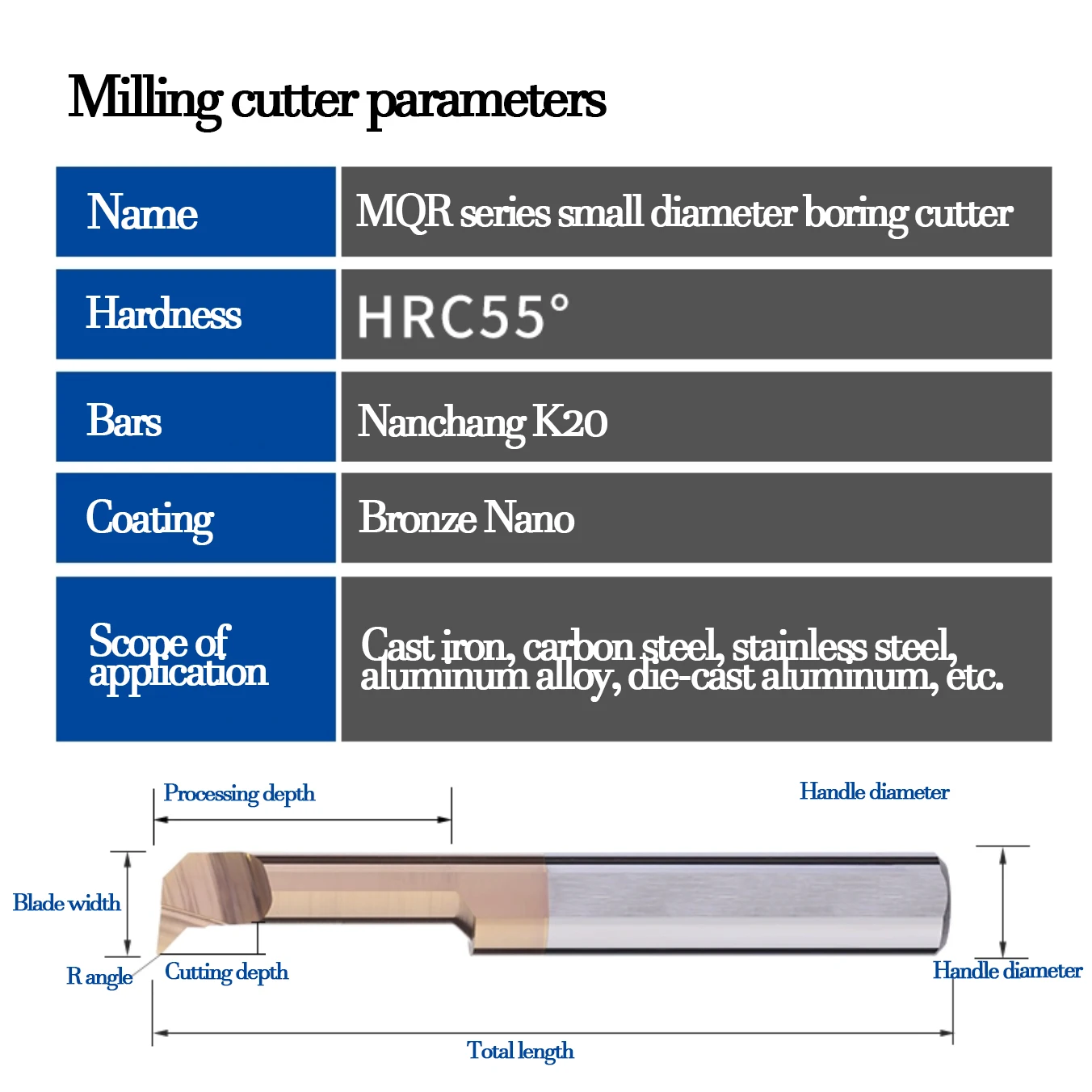 MQR Tungsten Carbide Micro Boring Tools - High Precision Mini Internal Hole Boring Tools for Metalworking