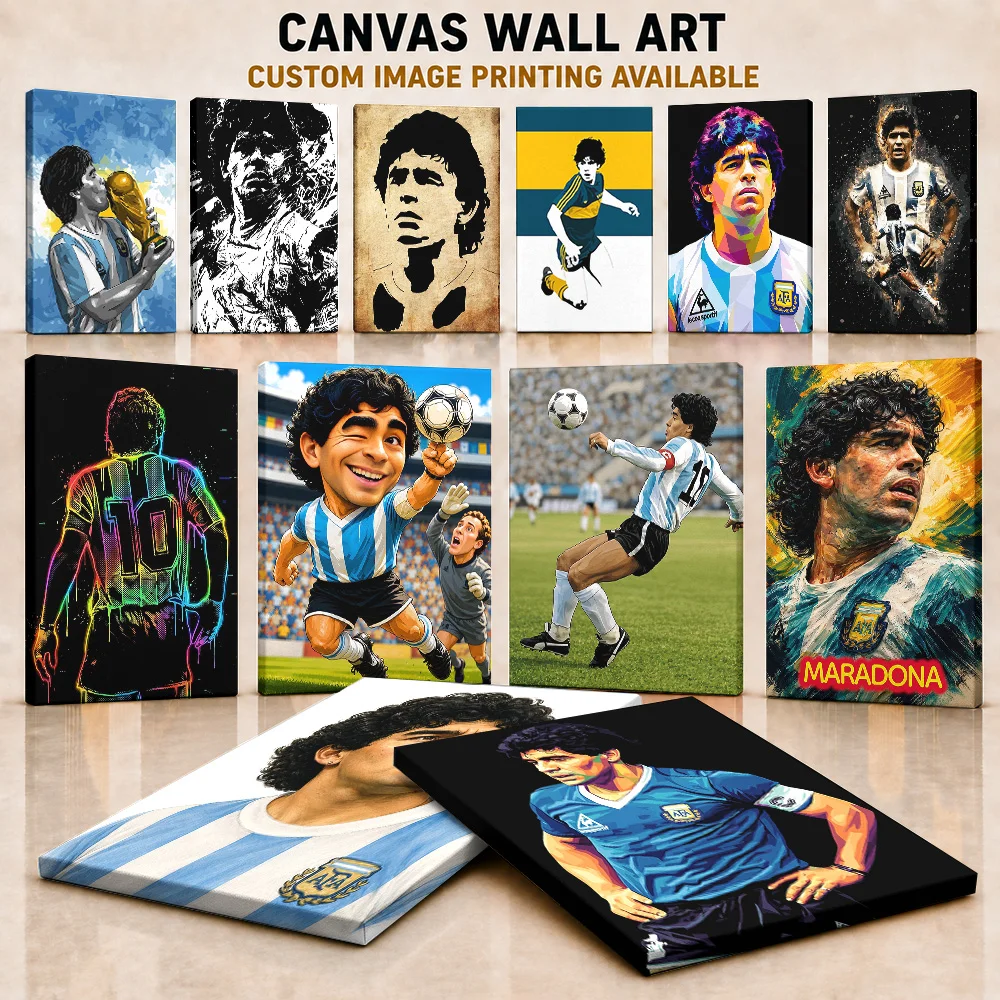 Diego Maradona Argentine Football Player Canvas Print Posters Personalized Photo Wall Art For Home Gym Or Entertainment Room