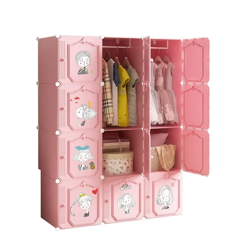 

Storage Cabinet Thick Portable Closet Wardrobe Cartoon Wardrobe for Children At Home Simple Personality Wardrobe In Bedroom