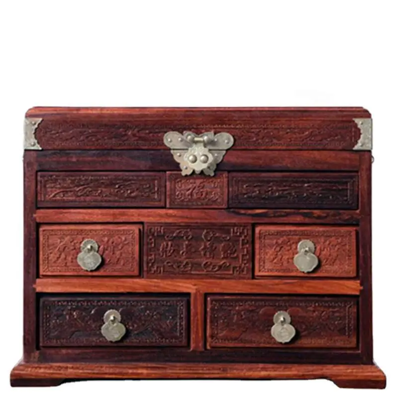 

Red rosewood, blood sandalwood, icing on the cake, jewelry box, wooden, handicrafts, vintage, mirror box.