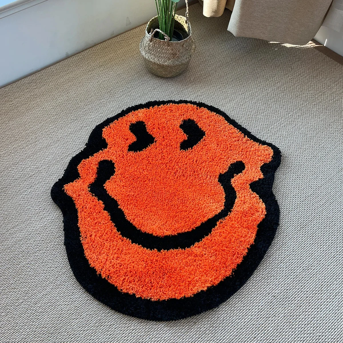 Twisted Smiling Tufted Rug 100% Handmade Soft Tufting Carpet Suitable for Room Decor Fluffy Carpets Bedroom Bathroom Independent