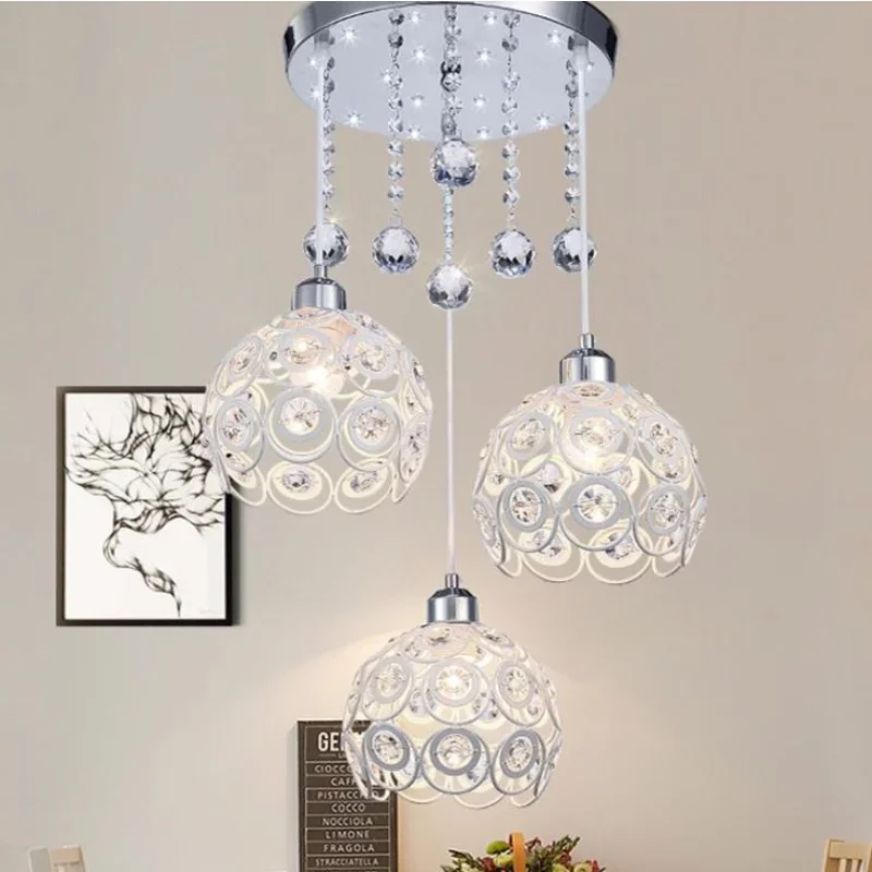 Modern minimalist three-head restaurant Pendant Lamp dining balcony creative dining room crystal dining hanging lamps